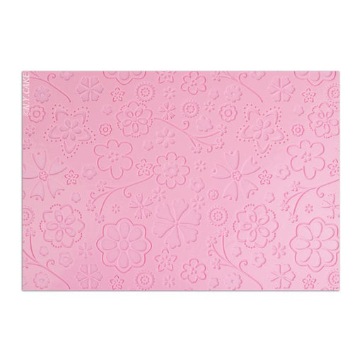 Floral silicone impression mat full view 11.25 x 7.5 (pink)