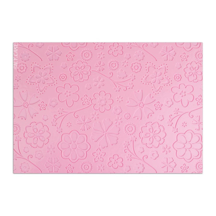 Floral silicone impression mat full view 11.25 x 7.5 (pink)