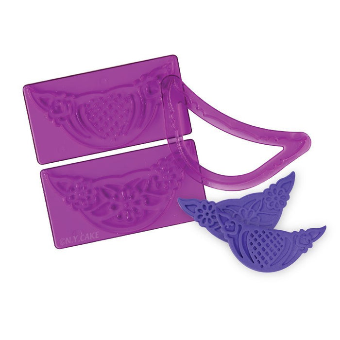 Fondant garland and swag stamp set for creating elegant cake borders with fondant, gum paste and cake decorating.
