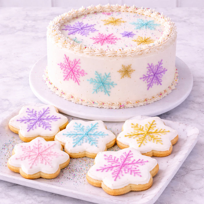 Frosty Snowflakes Stencil for Cakes, Cookies, Cupcakes, & Macarons