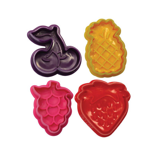 Fruit fondant and pie cutter set of 4 with cherry pineapple raspberry and strawberry designs