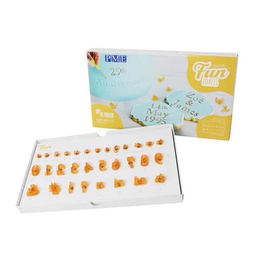 PME Fun Fonts Alphabet Numbers and Special Characters Collection #2 embosser set for fondant and cake decorating