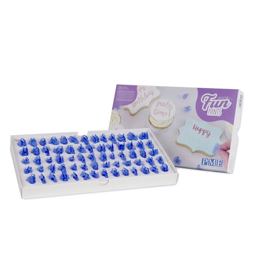 PME Fun Fonts Cupcakes & Cookies Collection #1 with 66 letter, number and symbol stamps for fondant and cookie decorating