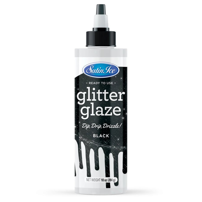 Satin Ice Black Glitter Glaze - 10oz - NY Cake | Cake Decorating & Baking Supplies