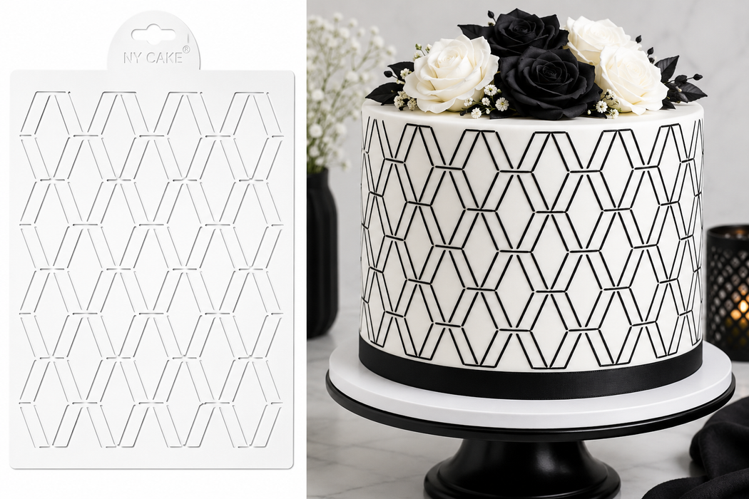 Diamond Block Cake Stencil 11 3/4" x 9 3/4" | NY Cake®