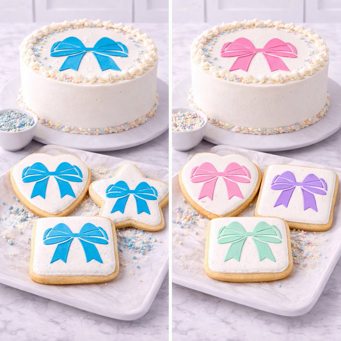 Gift Bow Ribbon Stencil for Cakes, Cookies, Cupcakes, & Macarons