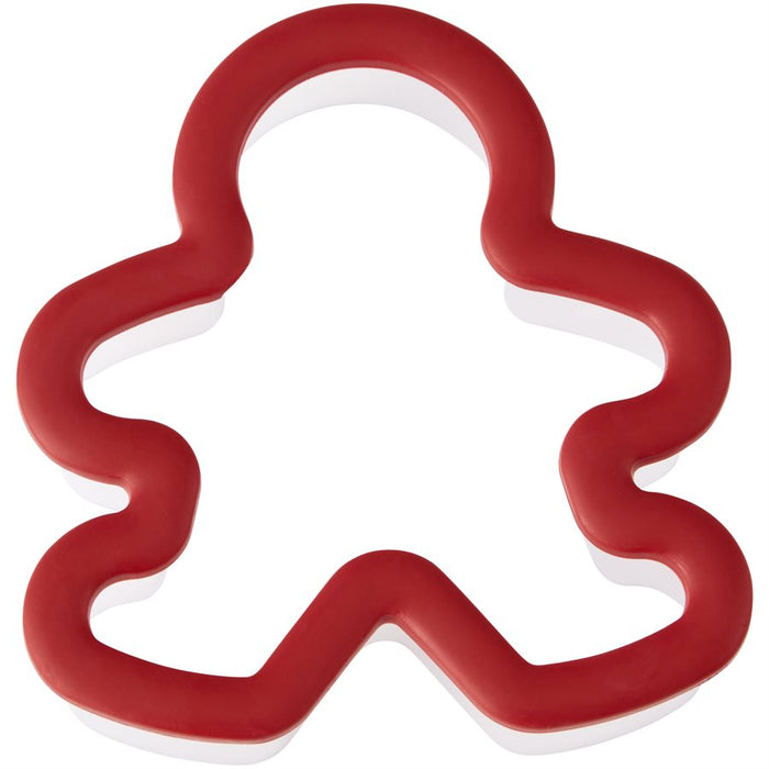 Wilton gingerbread man cookie cutter 3 inch red grippy plastic cutter for Christmas cookies, gingerbread baking and holiday decorating