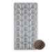 24-cavity golf ball polycarbonate chocolate mold with realistic dimpled cavities for making golf-themed chocolates, candies, and party favors.