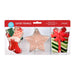 Good Tidings 3-piece Christmas cookie cutter set with stocking, star and present shapes