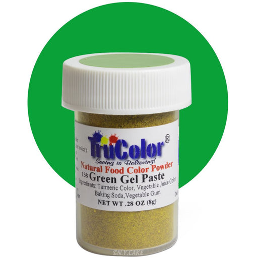 TruColor Green natural gel paste food coloring for buttercream, fondant, cakes, cookies, macarons, and dessert decorating.