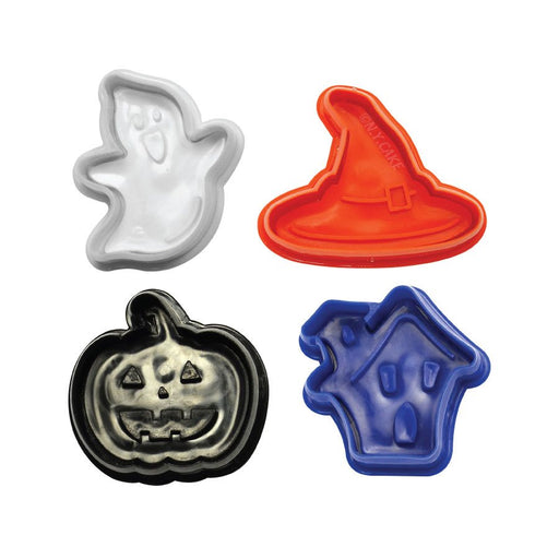Halloween fondant and pie cutter set of 4 with ghost pumpkin witch's hat and haunted house
