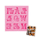 Pink Halloween letters silicone fondant mold for creating spooky cake, cupcake, cookie and chocolate decorations.
