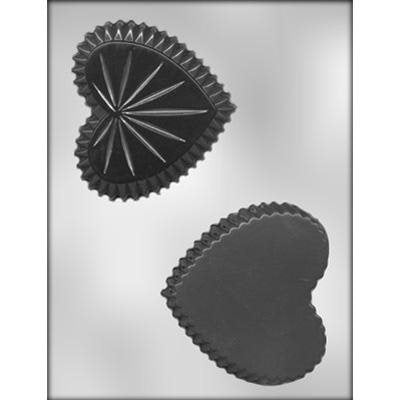 Heart box chocolate candy mold with matching lid cavities for creating edible chocolate gift boxes