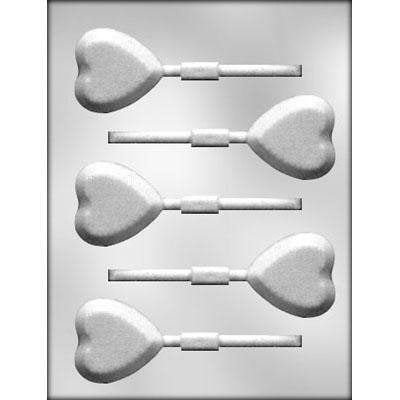 Heart-shaped chocolate lollipop candy mold with five cavities for Valentine's Day treats, party favors and chocolate making