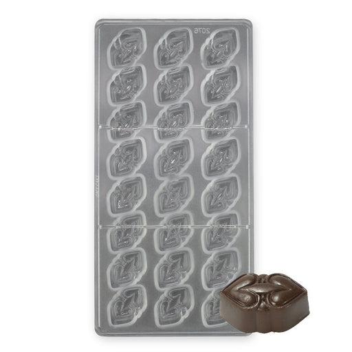 24-cavity Heart to Heart polycarbonate chocolate mold for making decorative heart chocolates, Valentine’s treats, and wedding favors.