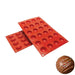 Red 24-cavity hemisphere silicone baking mold by NY Cake® for 0.3 oz chocolates, truffles, cake bites, mousse, candy, and mini desserts