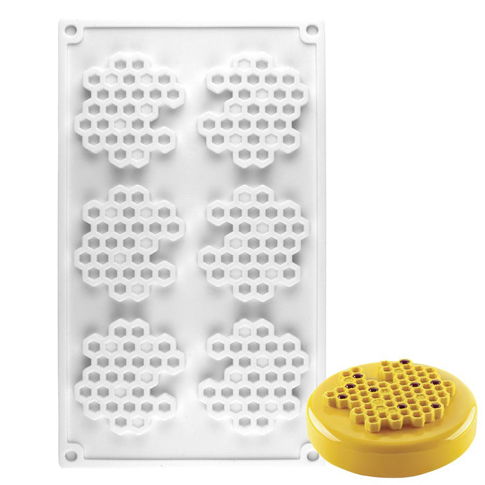 NY Cake Honeycomb 6 Cavity silicone baking mold for chocolate, mousse, cakes and candy