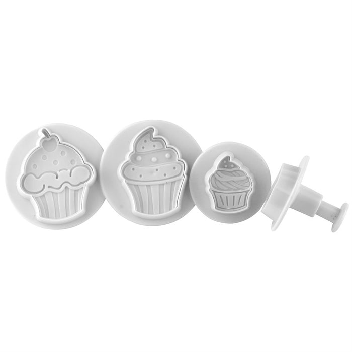 Ice Cream Plunger Cutter Set of 4 for creating fondant ice cream decorations for birthday cakes, cupcakes, cookies and summer desserts.