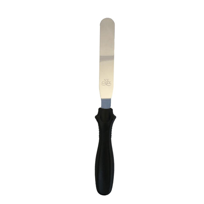 4 inch angled icing spatula with plastic handle and stainless steel blade by NY Cake for cake decorating and buttercream frosting.