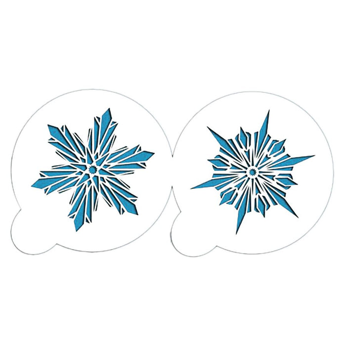 Set of 2 snowflake cake decorating stencils for cookies cupcakes cakes and holiday desserts