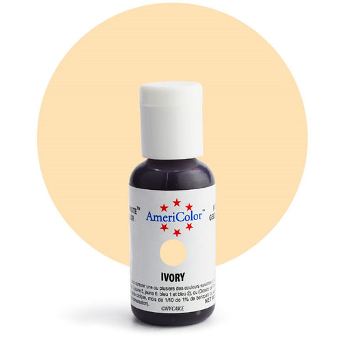 AmeriColor Ivory Soft Gel Paste food coloring 0.75 oz bottle for wedding cakes, fondant, buttercream, royal icing, cookies, and bakery decorating.