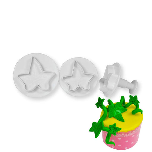 Ivy Leaf Plunger Cutter Set of 3 for creating realistic fondant ivy leaves for cakes, cupcakes, cookies and cake decorating.