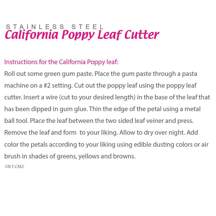 California Poppy Leaf Cutter by James Rosselle - NY Cake | Cake Decorating & Baking Supplies