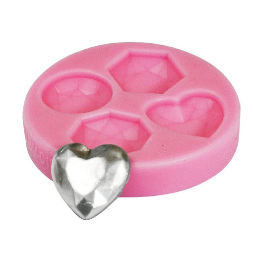 Jewel shapes silicone fondant mold with gemstone cavities for creating detailed cake, cupcake, chocolate, and fondant decorations
