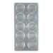 Polycarbonate chocolate mold with 10 large almond-shaped cavities for creating glossy molded chocolates, bonbons, truffles, and artisan confectionery treats.