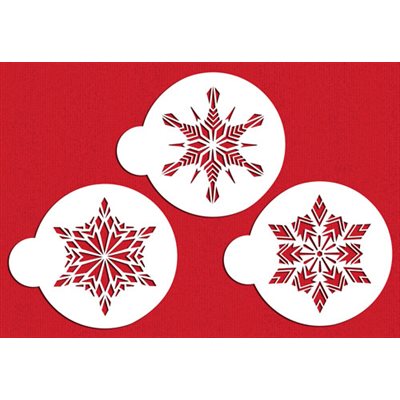 Large Crystal Snowflake cake stencil set with three snowflake designs