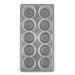 Polycarbonate chocolate mold with 10 large round flower-shaped cavities for creating glossy molded chocolates, bonbons, truffles, and decorative floral treats.