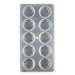 Polycarbonate chocolate mold with 10 large round cavities for creating glossy molded chocolates, hot chocolate bombs, bonbons, and truffles.