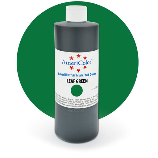 AmeriColor Leaf Green Airbrush Food Color 13.5oz bottle for decorating cakes, cookies, chocolates, fondant, and buttercream