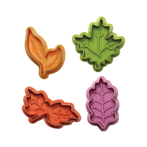 Leaf fondant and pie cutter set of 4 for cookies pie dough and cake decorating