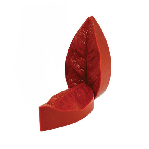 FDA silicone lily leaf veiner set with two matching molds for creating realistic fondant, gum paste, marzipan, and modeling chocolate lily leaves.
