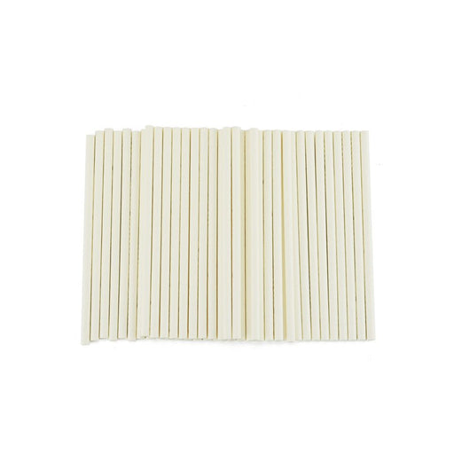 White paper lollipop sticks for cake pops and candy making available in multiple lengths and pack sizes