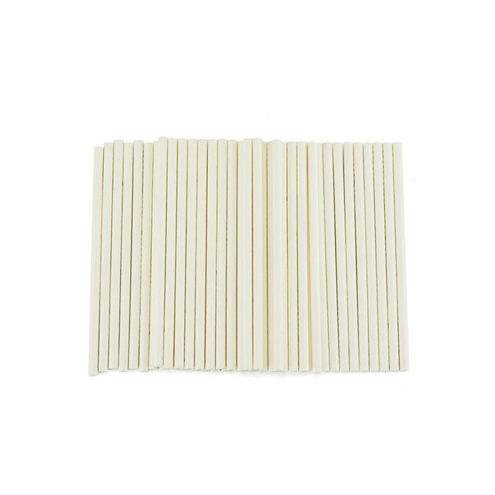 White paper lollipop sticks for cake pops and candy making available in multiple lengths and pack sizes