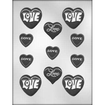 Love hearts chocolate candy mold with heart shaped cavities for Valentine's Day chocolates wedding favors and candy making