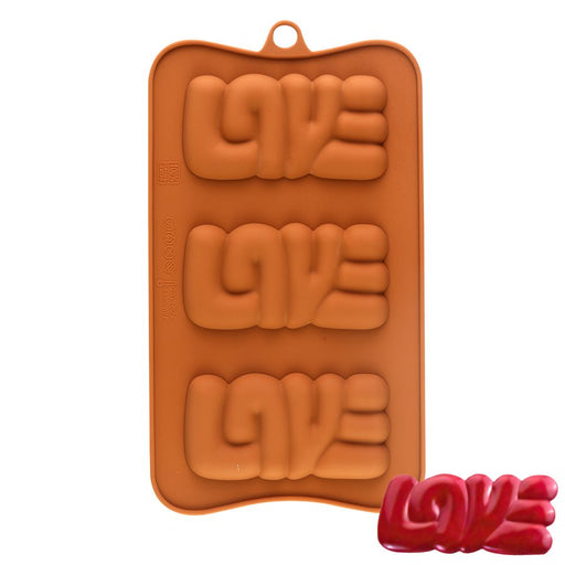 Love silicone chocolate mold with 3 cavities for candy melts, chocolates, fondant, gummies, Valentine’s Day treats, and cake decorating by NY Cake.