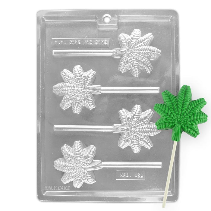 Marijuana Cannabis Leaf Chocolate Lollipop Mold - NY Cake | Cake Decorating & Baking Supplies