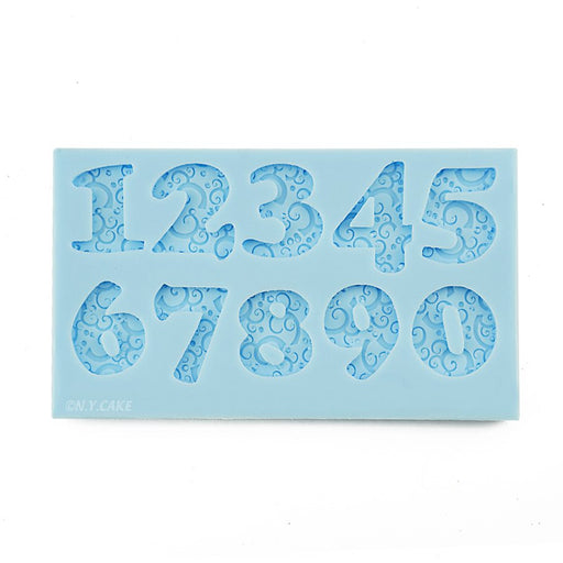 Romantic Swirl Numbers Silicone Mold - NY Cake | Cake Decorating & Baking Supplies