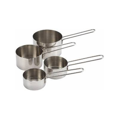 4-piece stainless steel measuring cup set with wire handles for accurate baking and cooking measurements