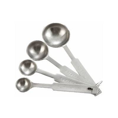 4-piece stainless steel measuring spoon set with bowl-shaped measuring spoons for baking and cooking