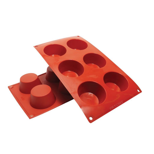 NY Cake medium muffin silicone baking mold with six 3.4 oz cavities for muffins, cupcakes, cheesecakes and individual desserts