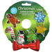 A 6-piece set of Christmas cookie cutters on a green circular backing card. The set includes a gingerbread man, snowman, candy cane, Christmas tree, snowflake, and star-shaped cutters, with a red bow at the bottom of the card.