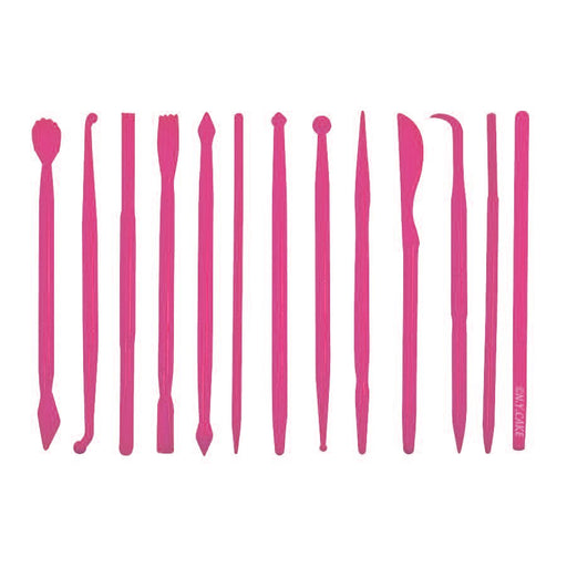 Mini gum paste modeling tools set for fondant cake decorating with 13 plastic sculpting tools