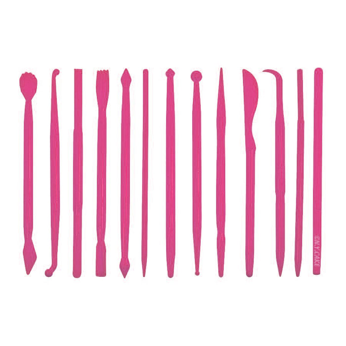 Mini gum paste modeling tools set for fondant cake decorating with 13 plastic sculpting tools