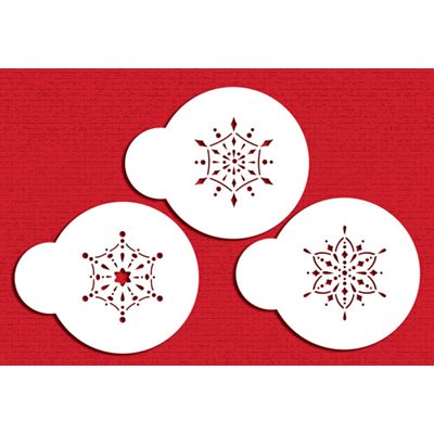 Mini Jeweled Snowflake cookie stencil set with three snowflake designs
