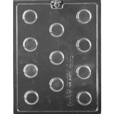 Mini plain cookie chocolate candy mold with 11 round cavities for bite-size chocolate and cookie treats