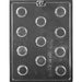 Mini plain cookie chocolate candy mold with 11 round cavities for bite-size chocolate and cookie treats